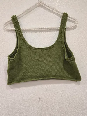 Free People We The Free Crop Top Green XS thumbnail 3