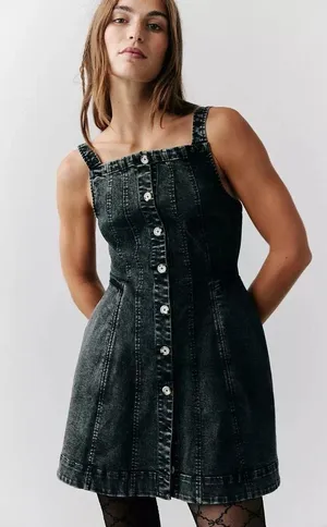 Free people gimme more denim mini dress thumbnail 1