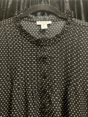 Polka Dot Button Up Blouse Black Size M thumbnail 2