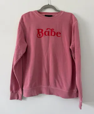 HATCH Pink Crewneck Pullover ‘Babe’ Sweatshirt Maternity Boho Casual 1/ Small thumbnail 1