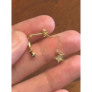 1 earring gold tone 925 sterling silver x87 0.72g 1 inch long thumbnail 4