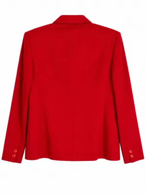Donna Liara Red Wool Blazer Jacket Double Breasted Italy Size 11/12 Vintage thumbnail 3