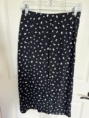 Abercrombie & Fitch Black & White Front Split-Slit Midi Skirt Small thumbnail 5