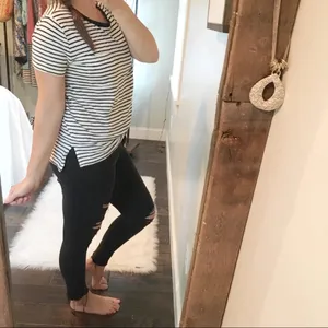 Old Navy boyfriend small striped T-shirt w/pocket thumbnail 3