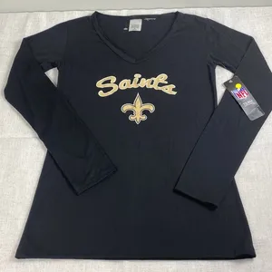 NFL New! New Orleans Saints wommens black long sleeve shirt size S thumbnail 1