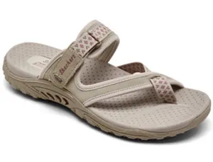 Skechers Women's Light Beige Open-Toe Slide Sandal with Pink Accent thumbnail 1