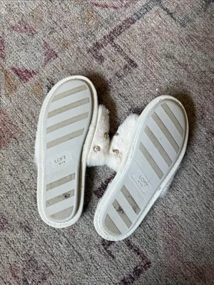 Loft Faux Fur Pearl-Stud Slide Slippers thumbnail 2