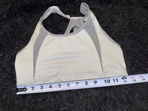 Athleta Women's Size S White and Grey Mesh Racerback Sports Bra thumbnail 7