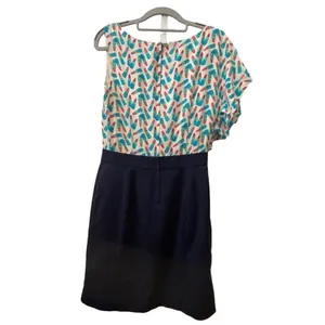 Lilly‎ Pulitzer Silk Dress Lipstick Print One Shoulder Navy Blue Size 6 thumbnail 7