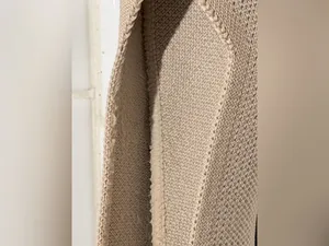 Rothy's Pointed Toe Knit Flats in Light Beige with Blue Trim thumbnail 12
