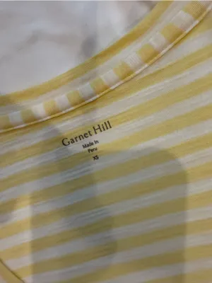 Garnet Hill Organic Cotton Striped Tee Yellow White Size XS thumbnail 3