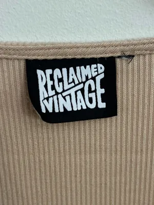 Reclaimed Vintage Brown Tan Ribbed Corduroy Short Sleeve Button Dress Medium thumbnail 7