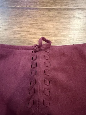 BB Dakota Faux Suede Moto Jacket Burgundy Wine Braided Size Small - C61-122 thumbnail 10