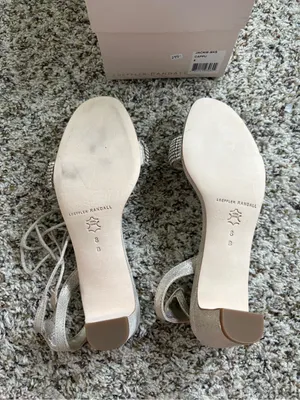 NEW Loeffler Randall Jackie Mid-Heel Rhinestone Sandals Cappuccino Size 8 thumbnail 4