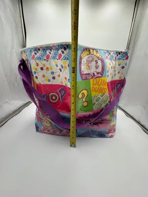 Vintage Dum Dums Lollipop Zip Tote Bag Candy Promo PVC Vinyl Large Shopper thumbnail 3