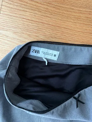 Zara Gray Mini Skirt Size Medium Black Bow Trim Office Siren thumbnail 3