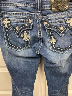Miss Me Boot JP5369B Jeans Women’s Bootcut Rhinestone Fleur De Lis Y2K 28x33 thumbnail 3