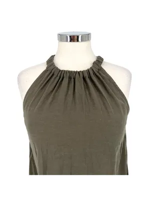 Anthem The Bianca Boho Top Linen Halter Style Tie Back Sage Green Size XS NWT thumbnail 2
