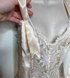 Victorias Secret Gold Label Vintage Cream Lace Bow straps Bodysuit sz S thumbnail 7