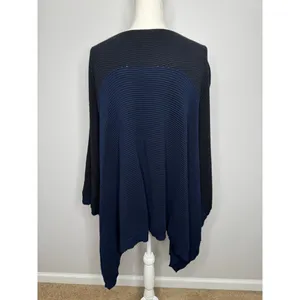 Lululemon It All Lines Up Poncho Sweater OS Navy Black Ribbed Knit Travel‎ Cozy thumbnail 8