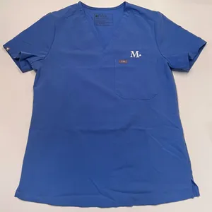FIGS‎ SCRUBS Ceil Blue Catarina One-Pocket Scrub Top Embroidered "M." Size Small thumbnail 1