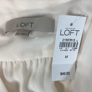 Ann Taylor Ivory Sleeveless V Neck Blouse Top NEW M thumbnail 6