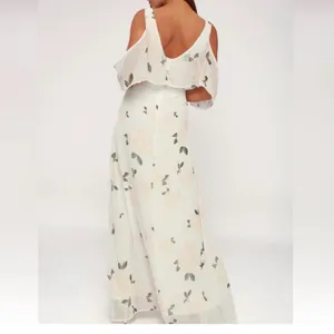 NWT Lulus The Very Thought of‎ You White Pink Floral Ruffle Maxi Dress MEDIUM thumbnail 4