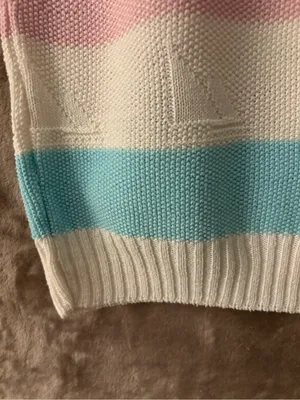 Women’s Pastel Striped Knit Top — Pink, Blue & White Size M/L thumbnail 6