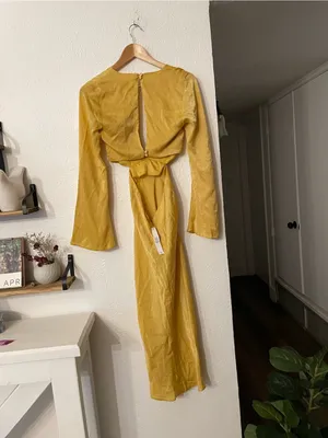 NWT ASOS Yellow Cutout Tie-Front Midi Dress Boho Size 0 thumbnail 3