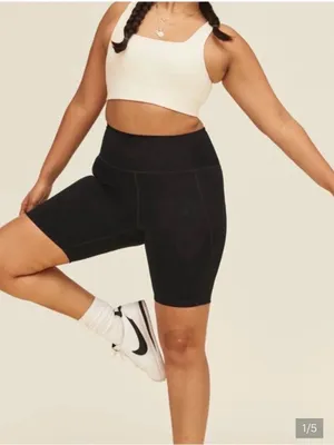 High-Waisted Black Girlfriend Collective biker Shorts Medium thumbnail 1