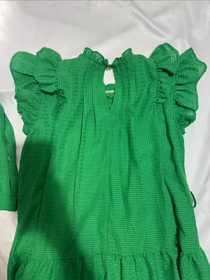 Umgee Green Ruffle Sleeve Tiered Dress thumbnail 4