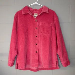 L.L. Bean Vintage Corduroy Button-Down Shirt Shacket in Pink Women’s Size Medium thumbnail 1