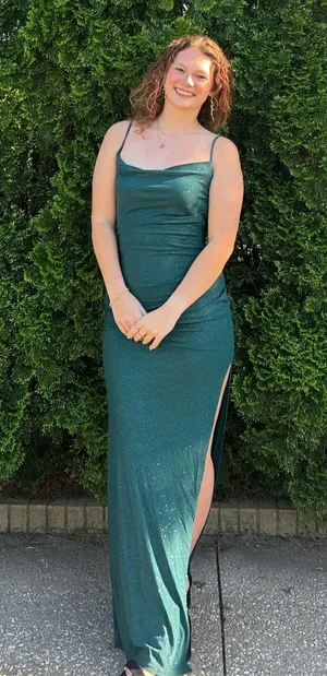 Kelly Cowl Neck Strappy Mermaid Glitter Formal Dress thumbnail 1