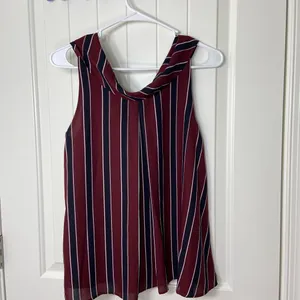Sugar + Lips women’s maroon navy cowl neck sleeveless‎ lined layered blouse tank thumbnail 6