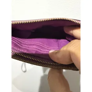 Coach Double Zip Large Wristlet Khaki /purple Signature P thumbnail 10