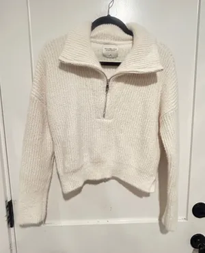 Abercrombie & Fitch Soft A&F Collection Cream Half-Zip Pullover Sweater size xs thumbnail 1