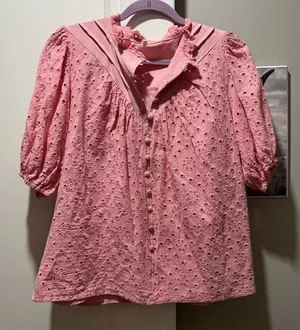 Pink eyelet blouse. Medium thumbnail 1