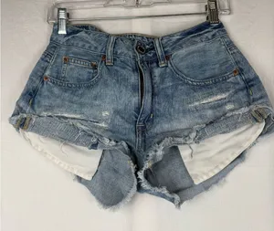 American Eagle Outfitters Light Blue Distressed Jean‎ Shorts thumbnail 1