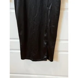 Lulus‎ Fabulous Encounters Black Satin Long Sleeve Midi Dress XS Party Cocktail thumbnail 4