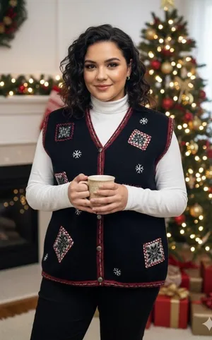 Woolrich Vintage Wool Christmas Sweater Black Size XL Grandmacore Party Holiday thumbnail 1