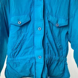 Vintage 90's‎ Nylon Cinch Waist Coat in Blue Size Small thumbnail 2
