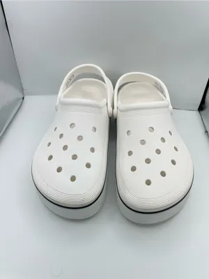 Crocs unisex off court platform white clogs sandals W12/M10 thumbnail 3