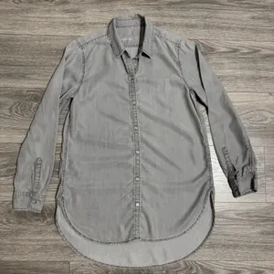 Gap 1969 Womens Grey Lyocell Denim Button Down Tunic Shirt‎ Size M Career thumbnail 1