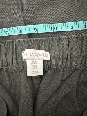 Cynthia Rowley Wide Leg Pants Size XL Green Linen Casual Pocket thumbnail 2