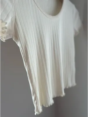 Ribbed Ruffle Short Sleeve Brandy Melville  thumbnail 2