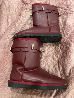 Women's Burgundy Ankle Booties with Gold Accent thumbnail 1