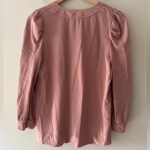 LOFT Dusty Pink Long Sleeve V Neck‎ Button Detail Top thumbnail 4