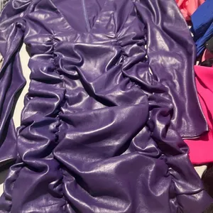 New Revolve Lovers + Friends Bardot Vegan Faux Leather Purple Mini Dress S‎ thumbnail 9