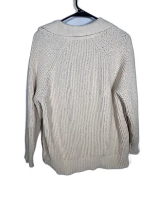 Aerie Womens Sugar Rush Chenille V Neck Sweater Cream Xs thumbnail 5