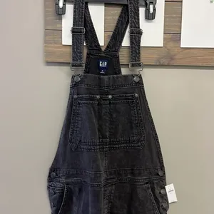 GAP Acid Wash Black Adjustable Razorback Overalls Pockets and Side Buttons- M thumbnail 3